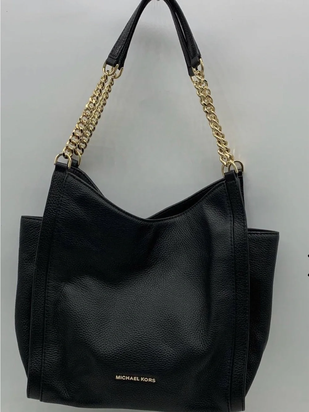 Michael Kors Black Pebbled Leather Men's Crossbody with Gold Logo